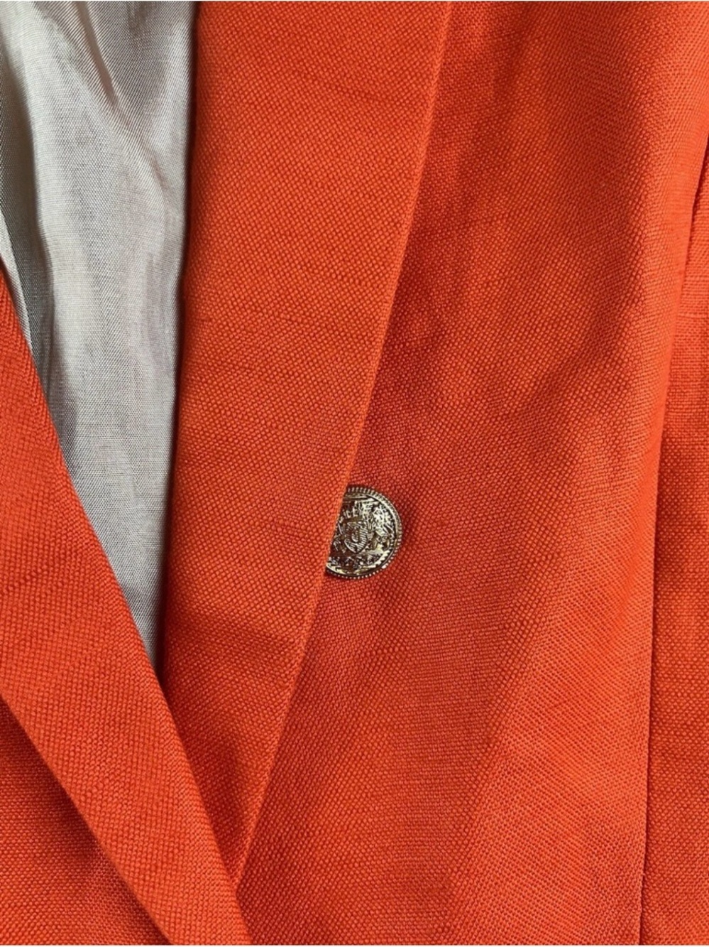 LIKE NEW/MANGO ORANGE π DOUBLE BREAST LINEN BLAZER SZ: M - Picture 7 of 10